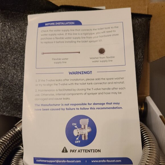 AROFA TOILET BIDET SPRAYER-HANDS FREE-HANDHELD-DUAL CONTROL ADJUST WATER FLOW - Picture 15 of 16